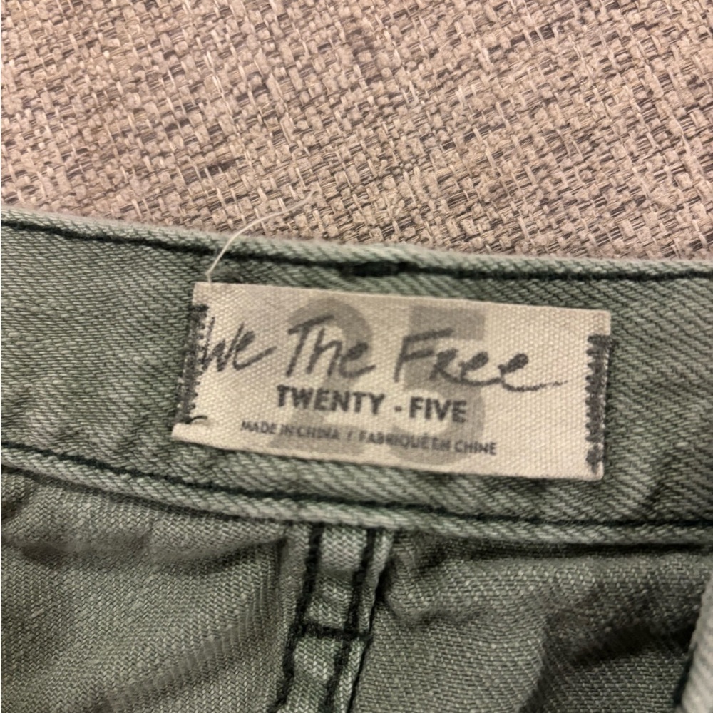 Free People Green Distressed Denim Shorts – Mid Rise – Raw Hem - Picture 4 of 6